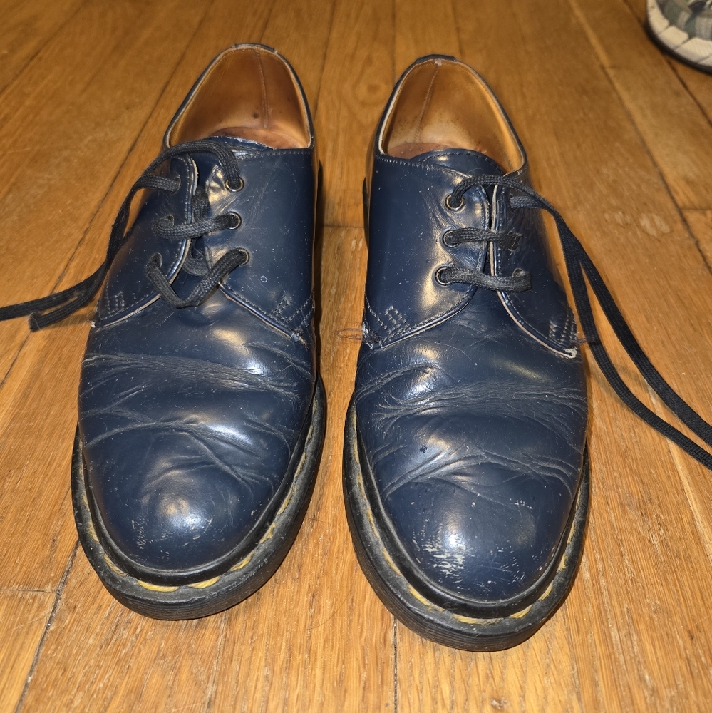 Dr Marten's Navy Blue Leather 1461s Made In England. UK 5.5 US Men's 6.5